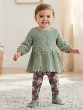 12M Tahari Baby Green and Floral Matching Set